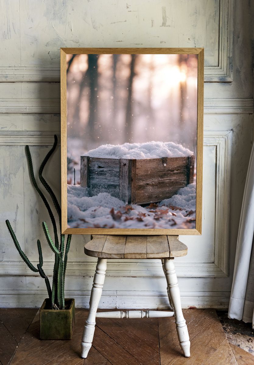 Snowy Forest Crate Photography Poster. room preview