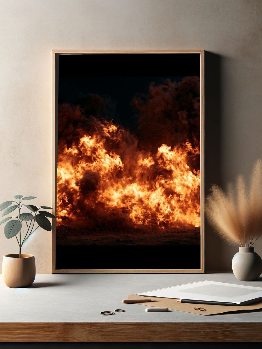 Inferno Flames Photography Poster. — room view 2