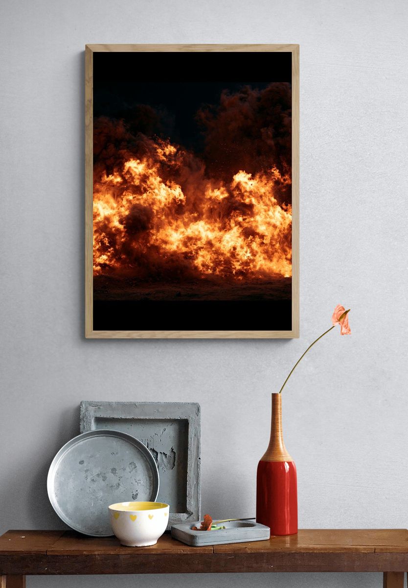 Inferno Flames Photography Poster. — room view 3