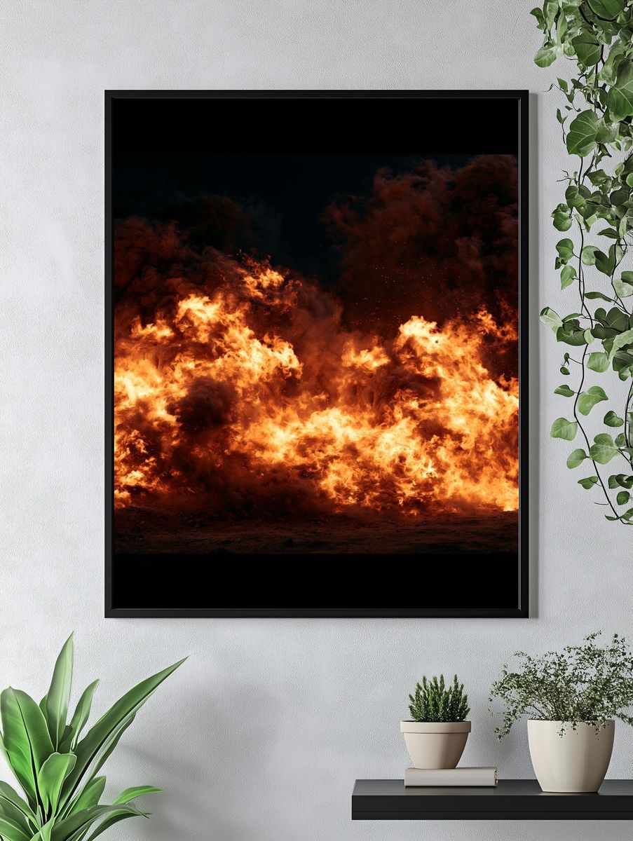 Inferno Flames Photography Poster. — room view 4