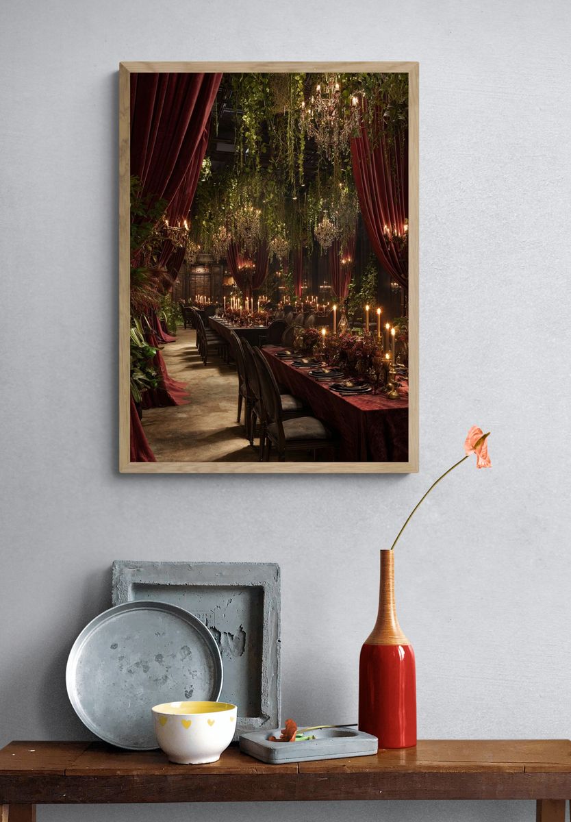 Candlelit Velvet Banquet Hall Print. — room view 3