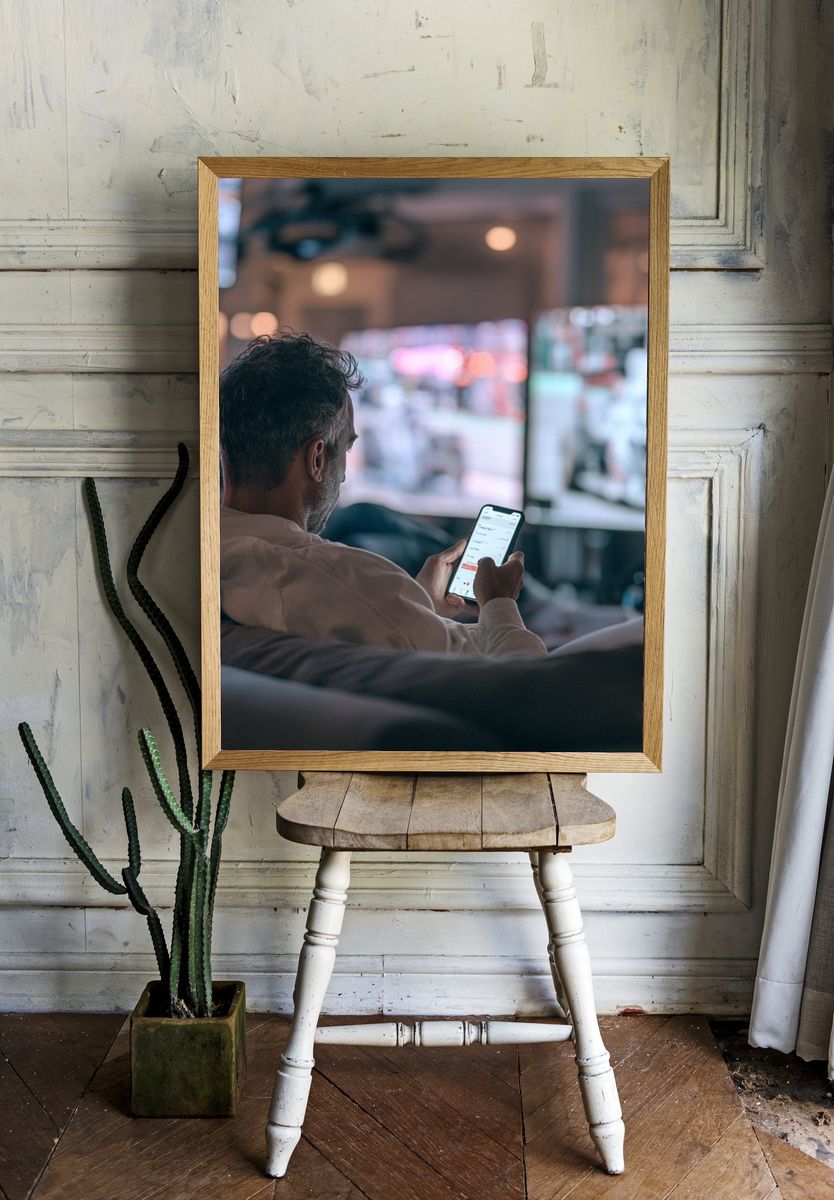 Glowing Heart Lightbulb Photography Poster. room preview