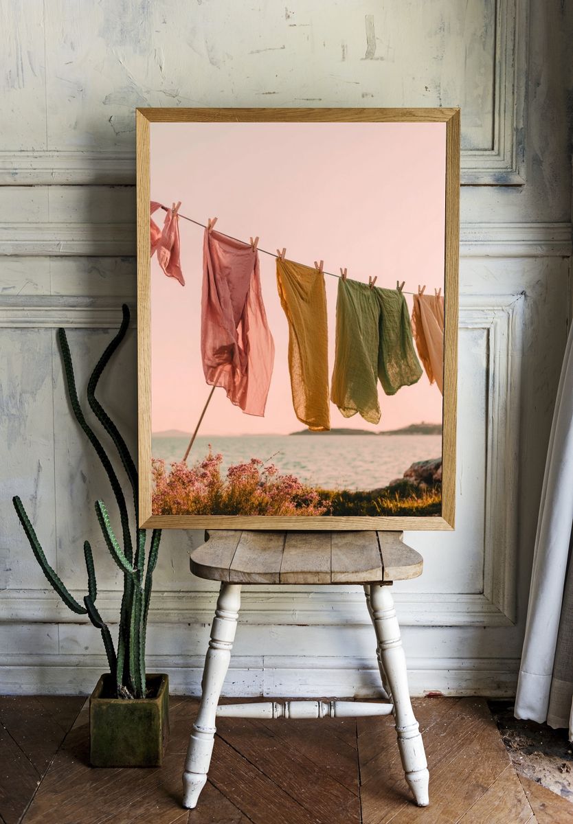 Coastal Laundry at Sunset Poster. — room view 1