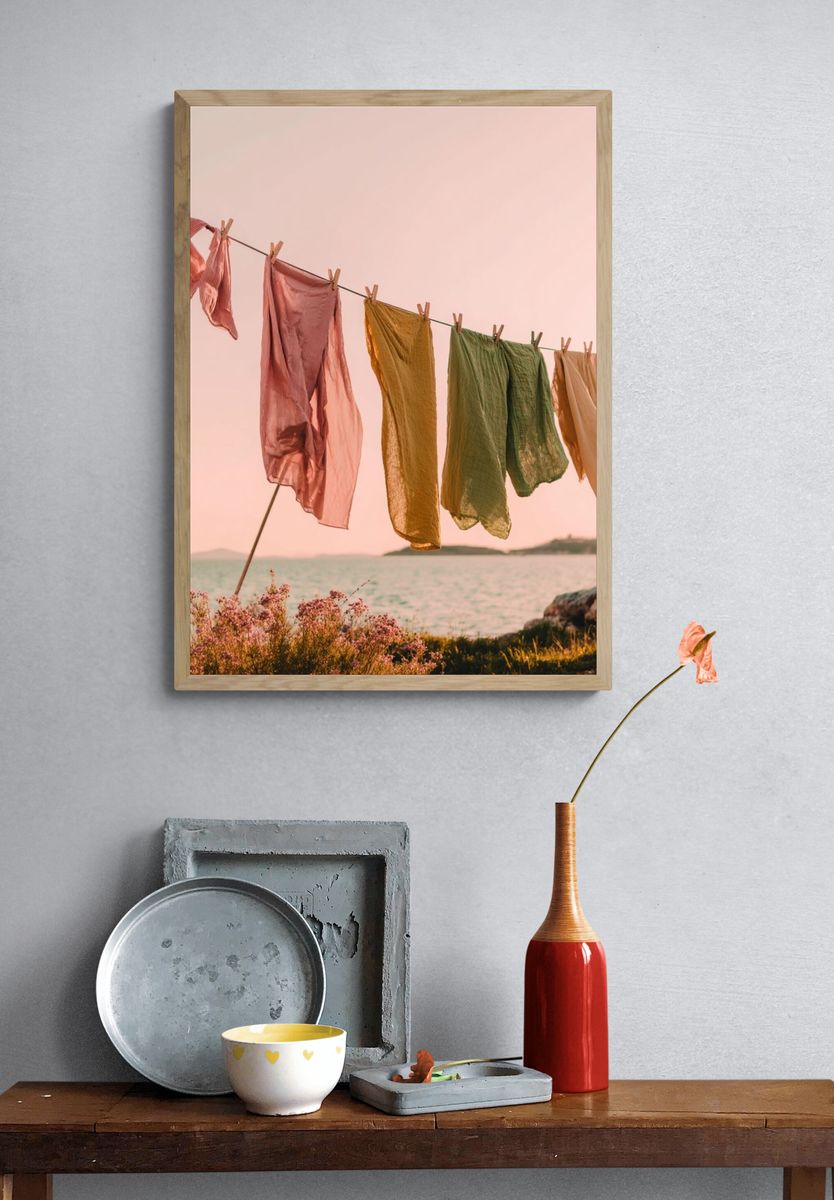 Coastal Laundry at Sunset Poster. — room view 3
