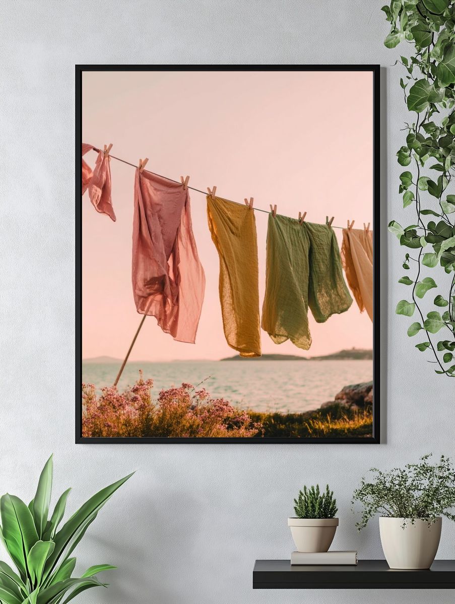 Coastal Laundry at Sunset Poster. — room view 4