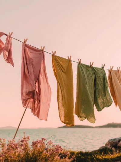 Coastal Laundry at Sunset Poster.