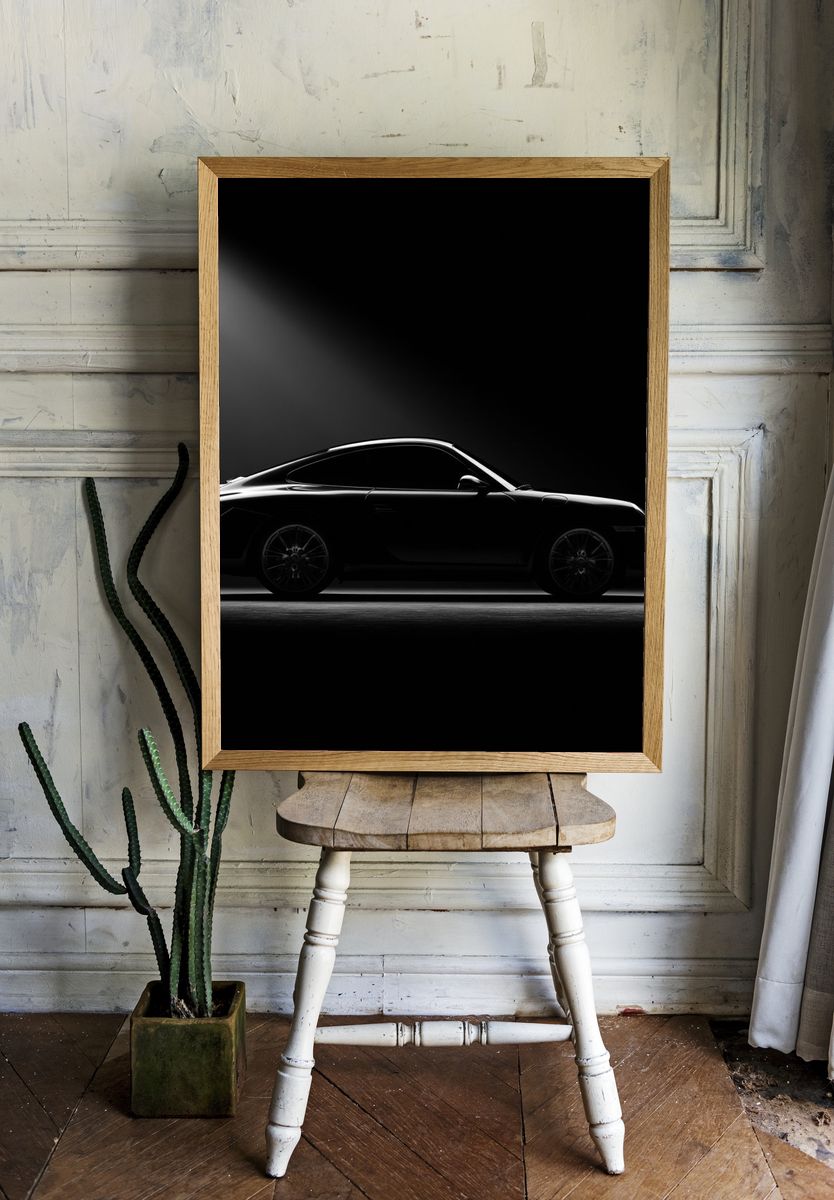 Black Sports Car Photography Poster. — room view 1
