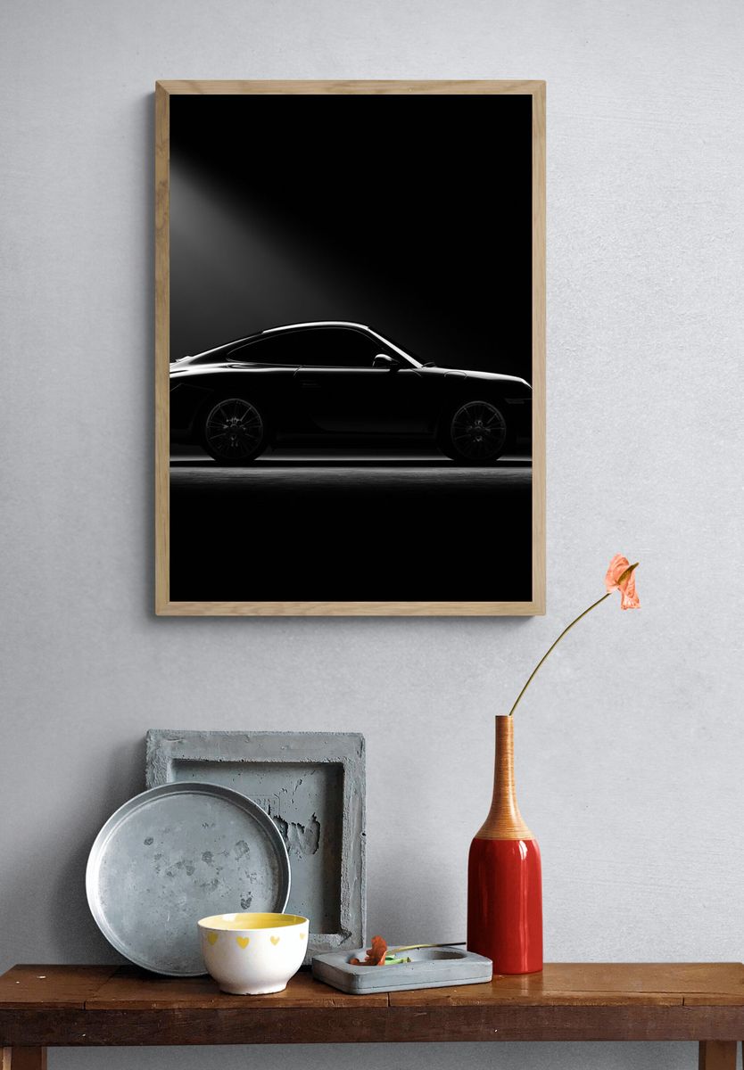 Black Sports Car Photography Poster. — room view 3