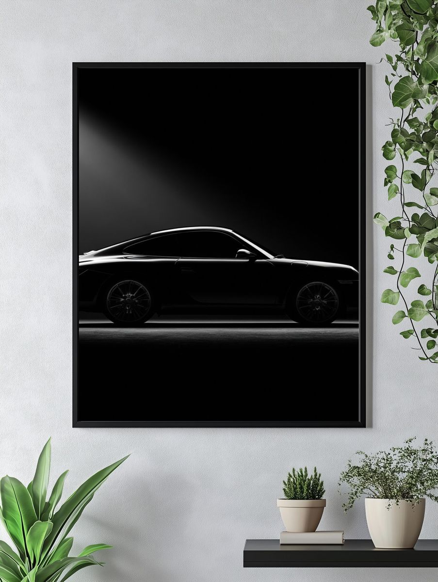 Black Sports Car Photography Poster. — room view 4