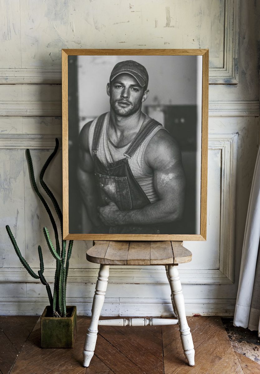 Muscular Worker Portrait Photography Poster. — room view 1