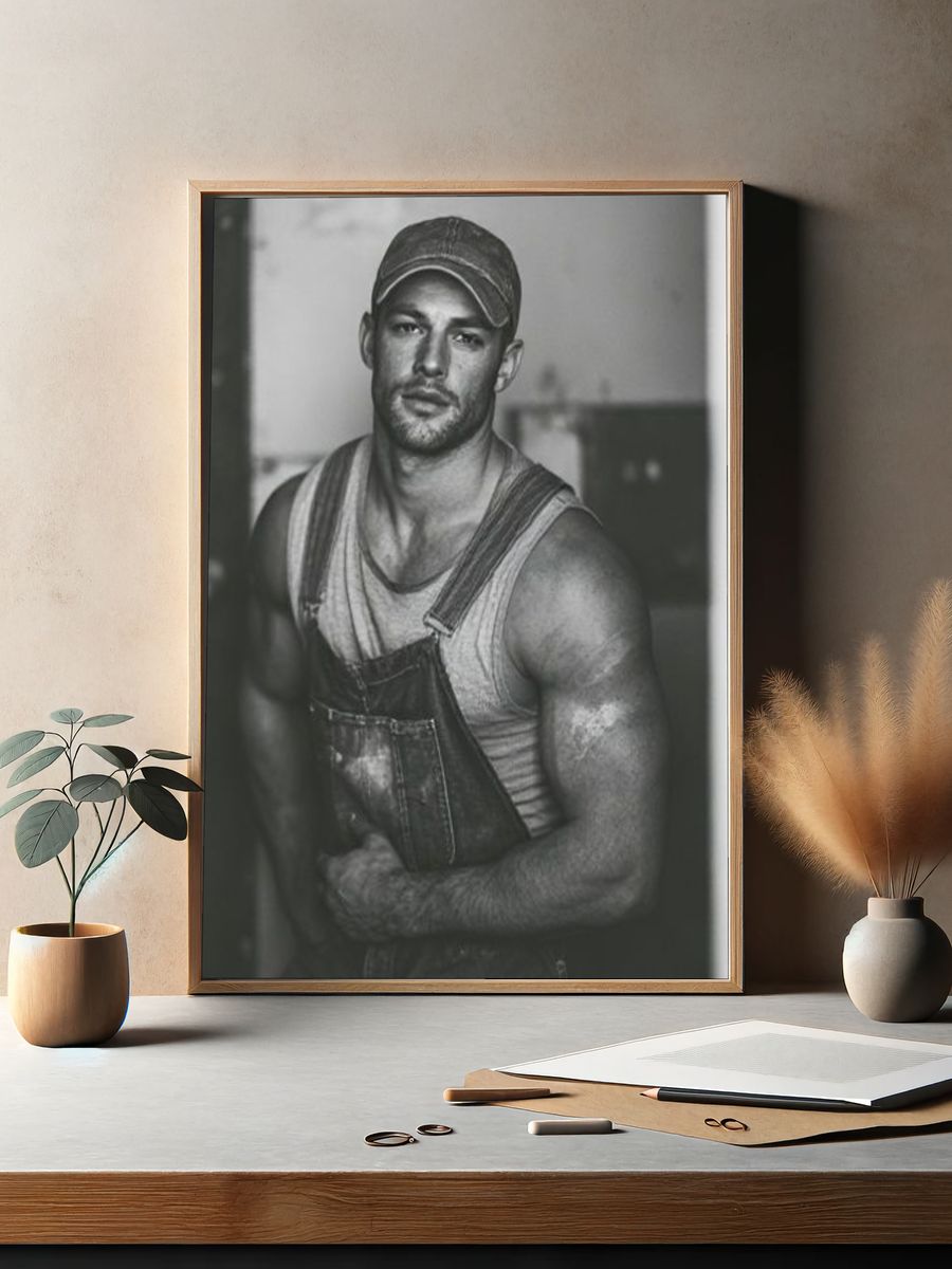 Muscular Worker Portrait Photography Poster. — room view 2