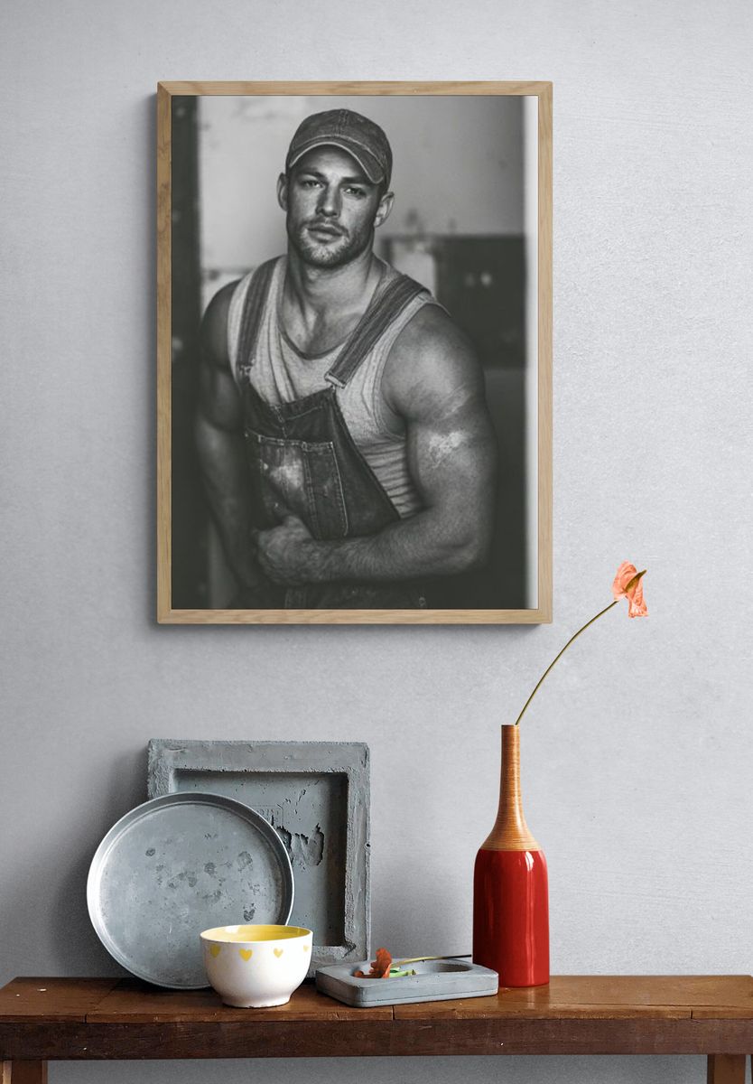 Muscular Worker Portrait Photography Poster. — room view 3
