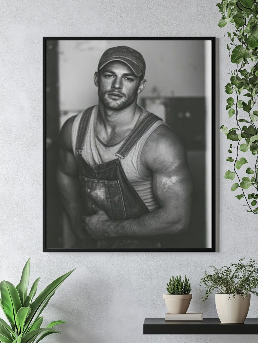 Muscular Worker Portrait Photography Poster. — room view 4