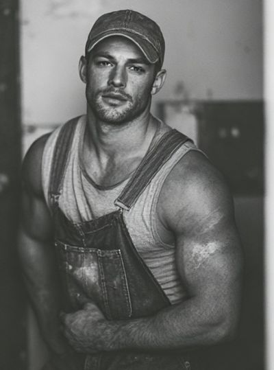 Muscular Worker Portrait Photography Poster.