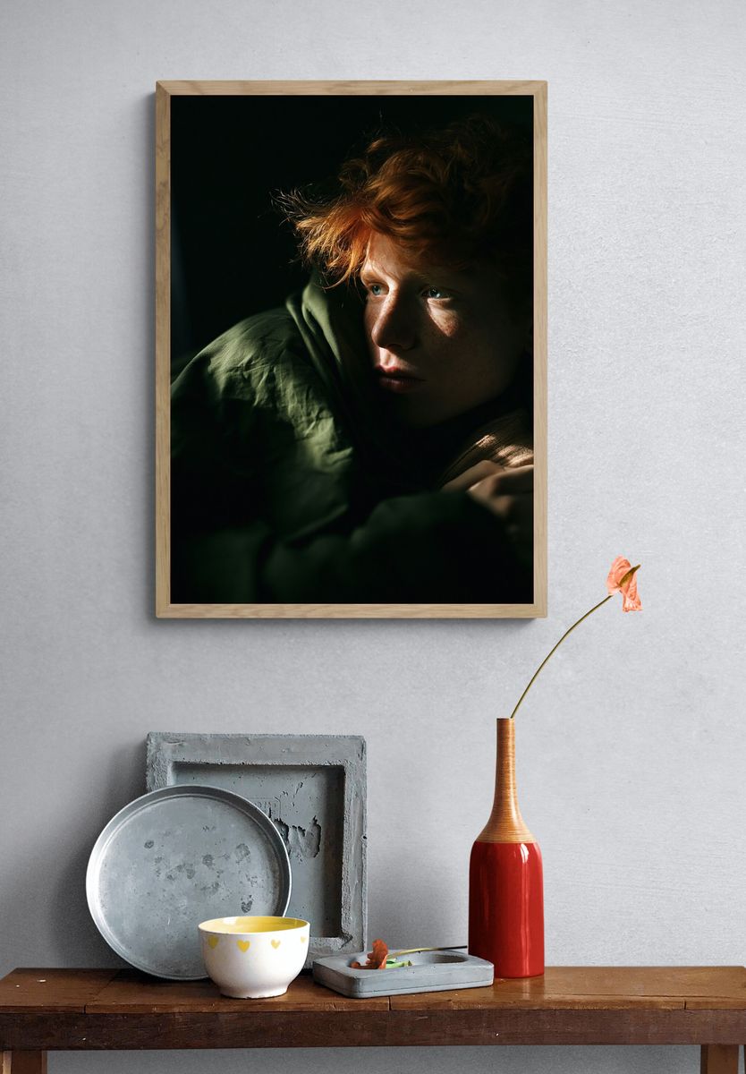 Moody Red-Haired Portrait Photography Poster. — room view 3