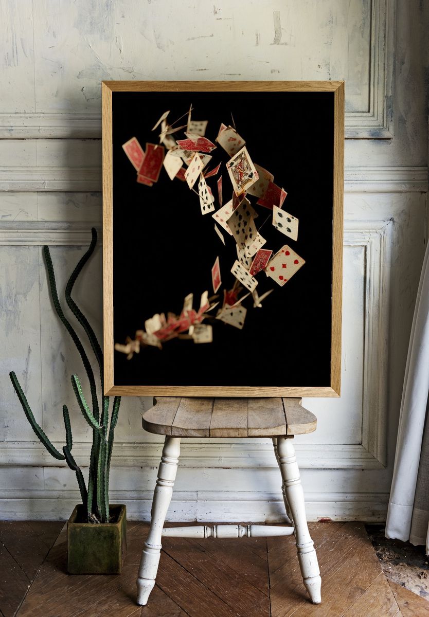 Floating Playing Cards Photography Poster. — room view 1