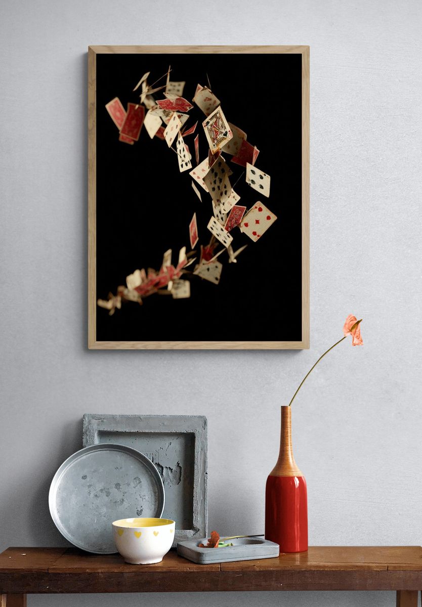 Floating Playing Cards Photography Poster. — room view 3