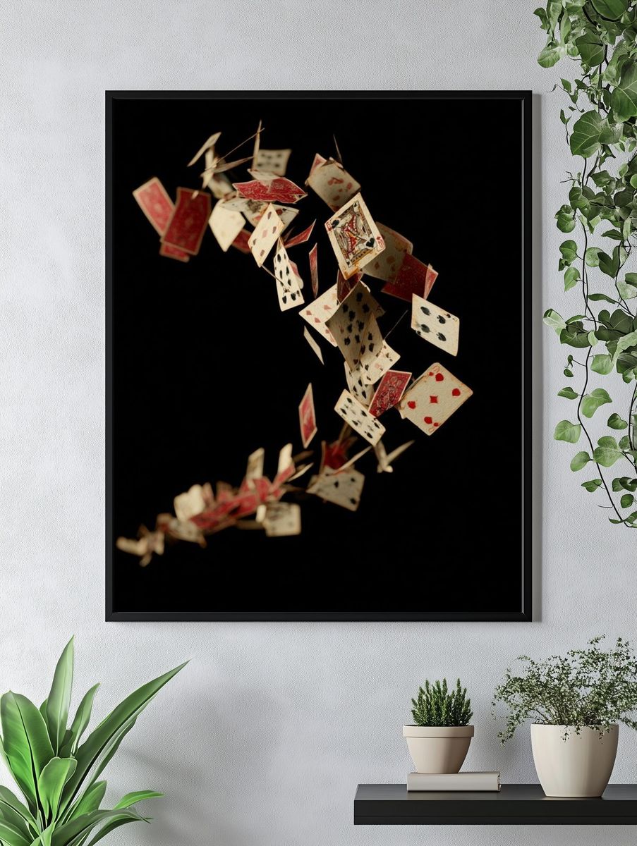 Floating Playing Cards Photography Poster. — room view 4