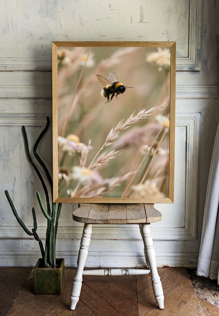 Bumblebee Meadow Photography Poster. — room view 1