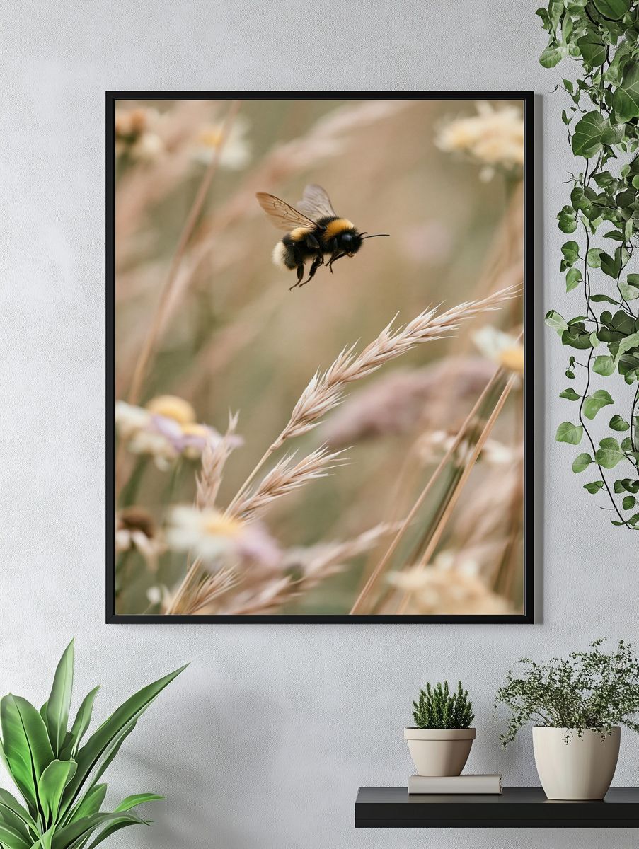Bumblebee Meadow Photography Poster. — room view 4