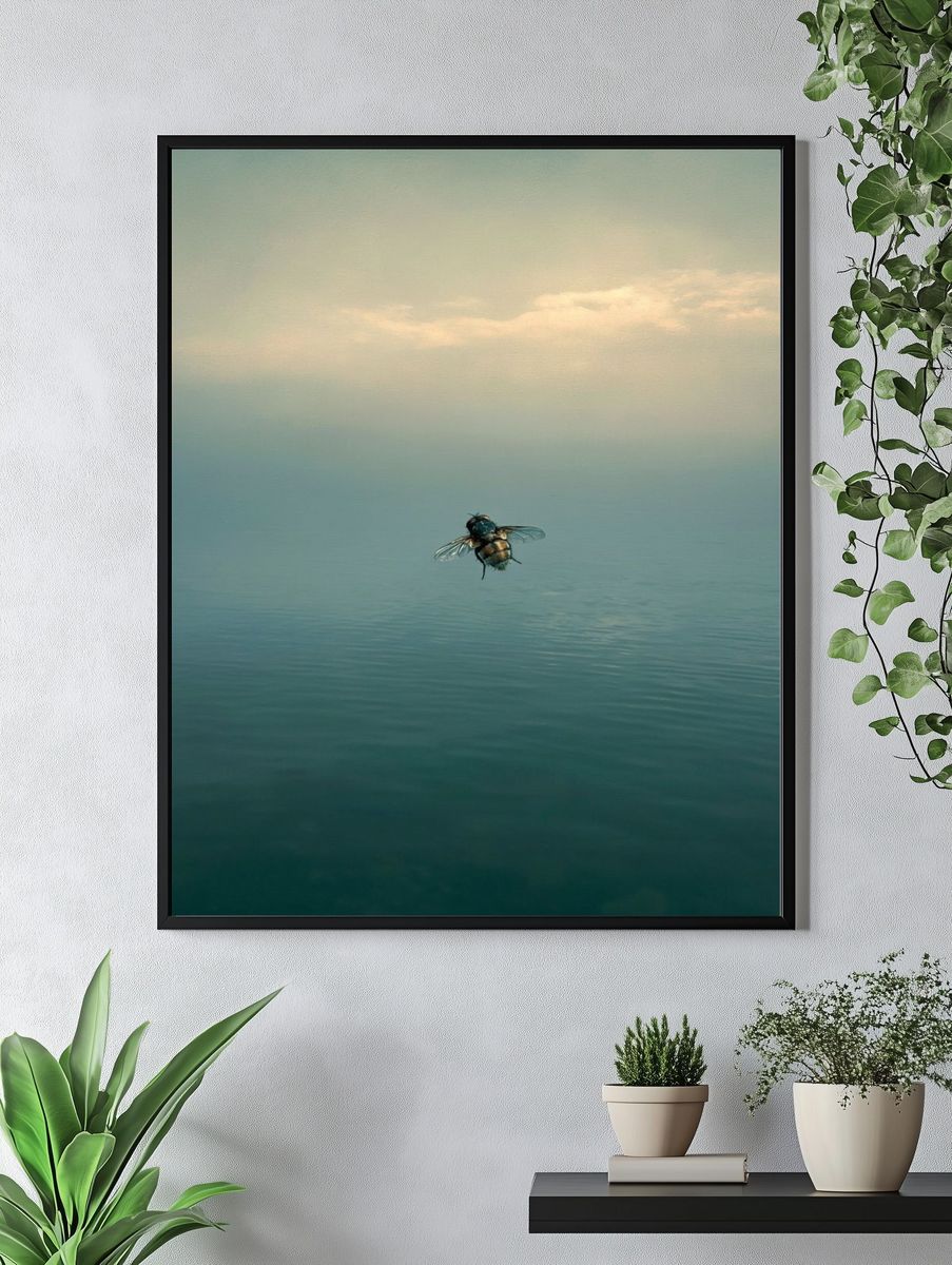 Fly Over Calm Waters Photography Poster. — room view 4