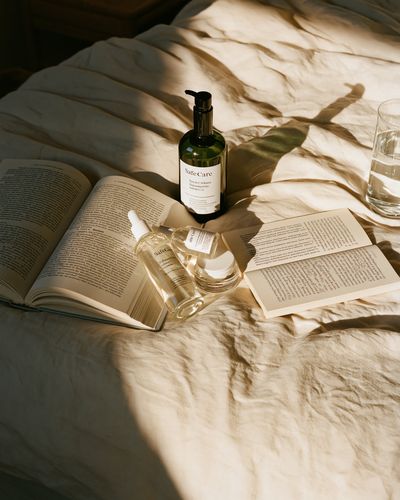 Sunlit Skincare Still Life Poster.