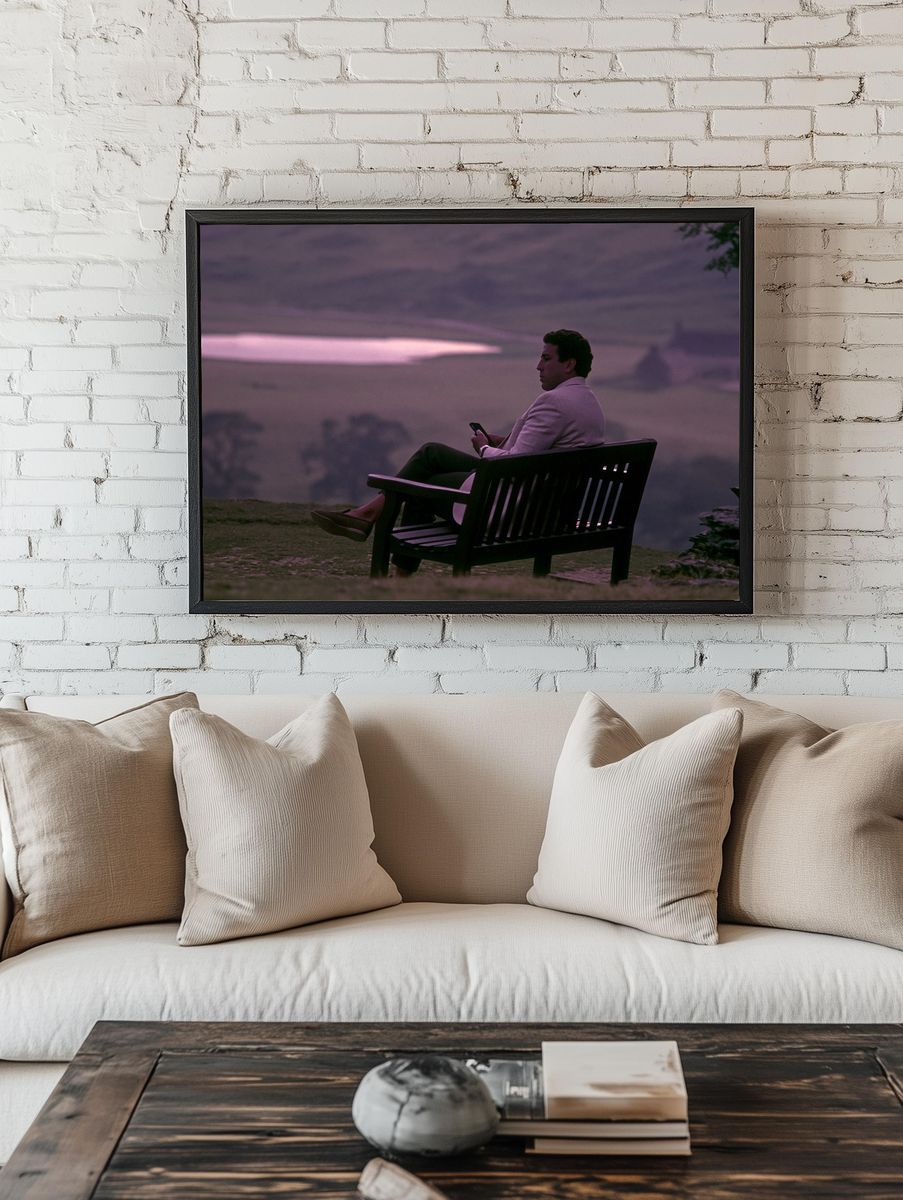 Solitary Cliffside Portrait Print. room preview