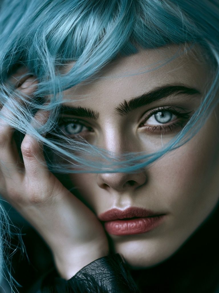 Blue-Haired Portrait Photography Poster. poster — photography art