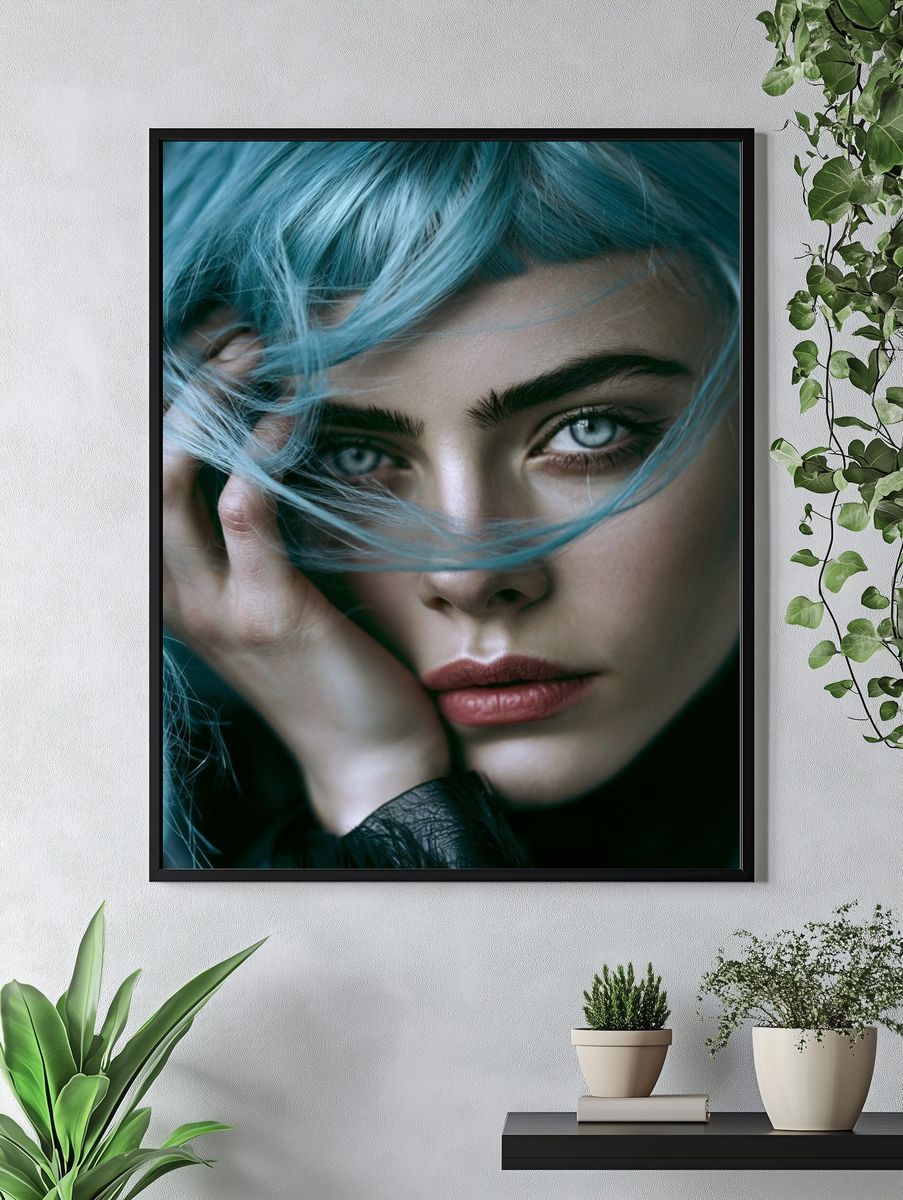 Blue-Haired Portrait Photography Poster. — room view 4