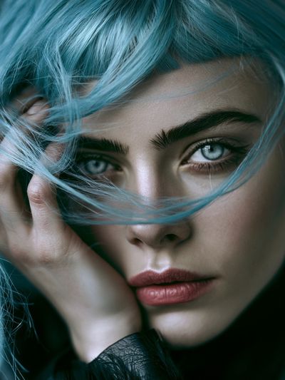 Blue-Haired Portrait Photography Poster.
