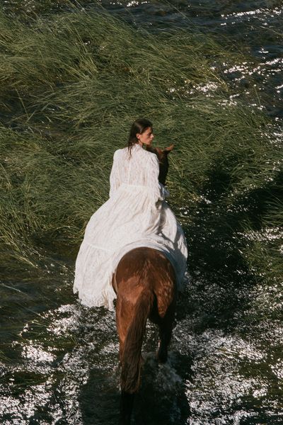 Horseback Rider in Marshland Poster. poster