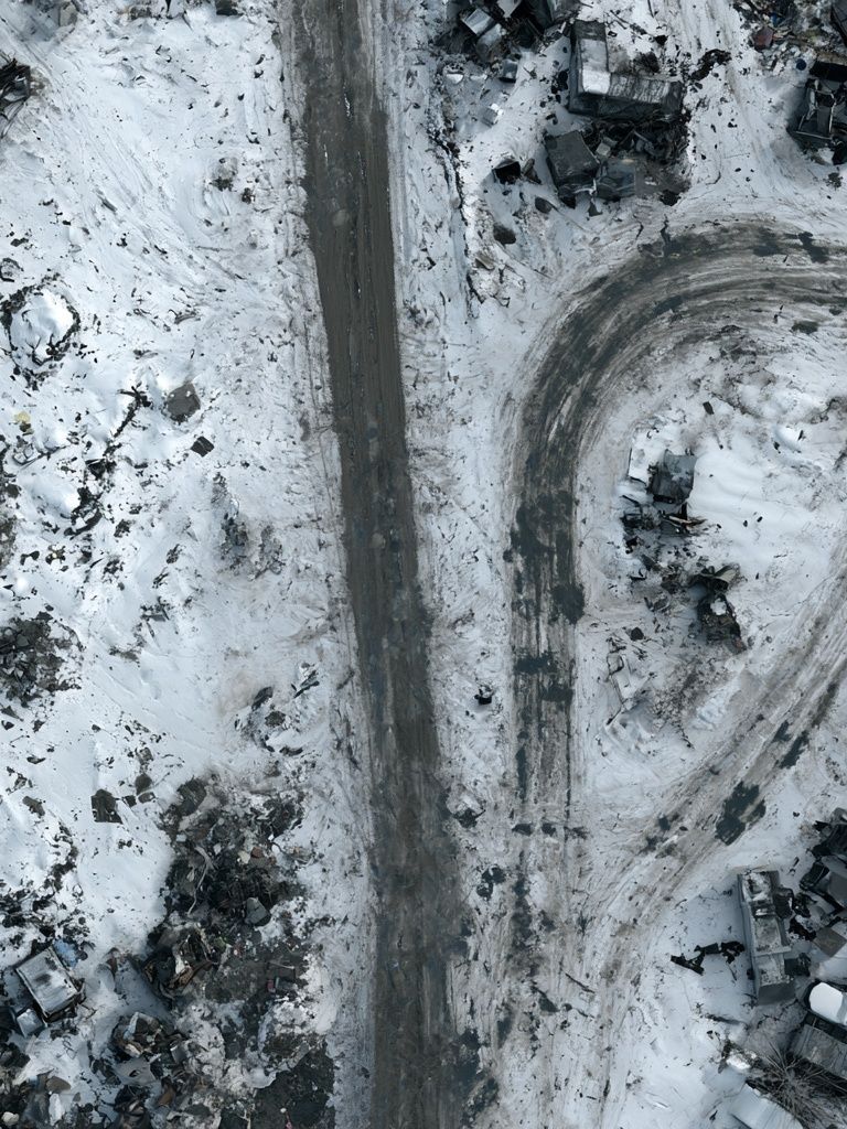 Snowy Aerial Wreckage Photography Poster. poster detail