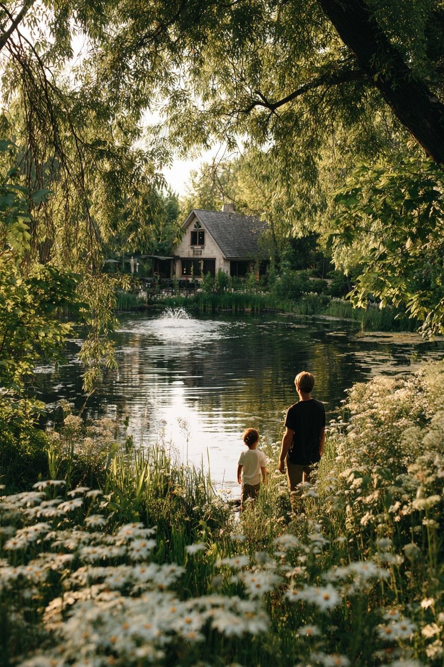 Lakeside Cottage Garden Poster. poster — photography art