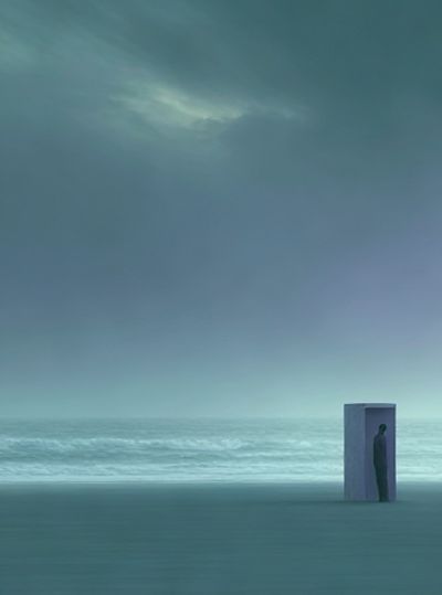 Solitary Figure by the Sea Print. poster print