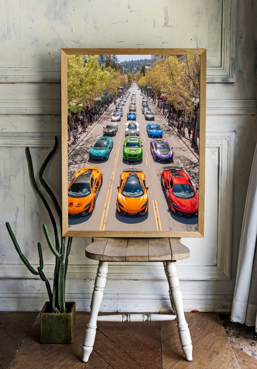 Supercar Parade Street Photography Poster. — room view 1