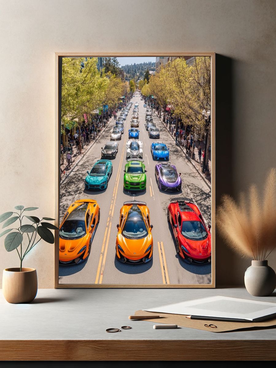 Supercar Parade Street Photography Poster. — room view 2