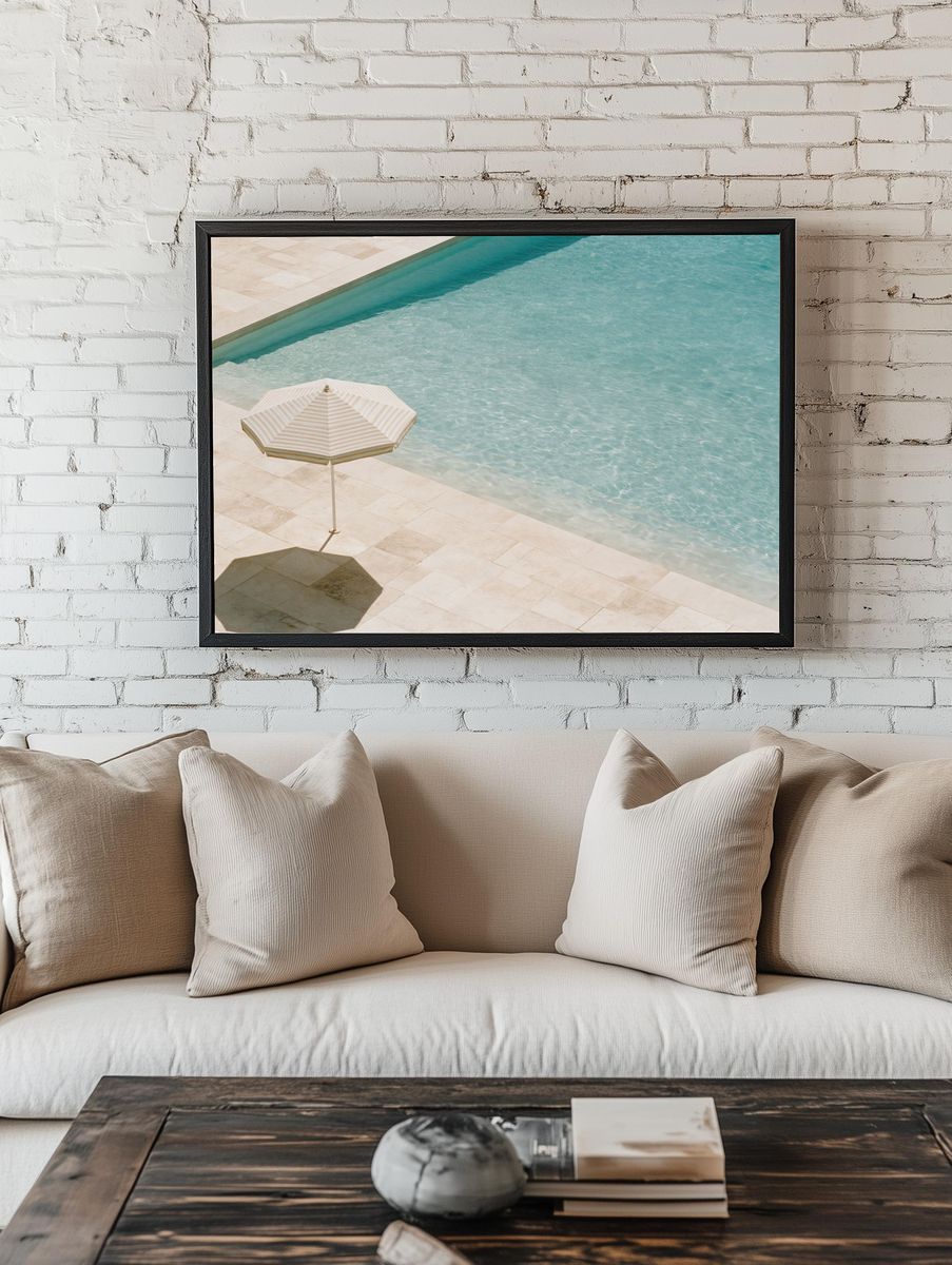 Poolside Umbrella Photography Poster. — room view 1