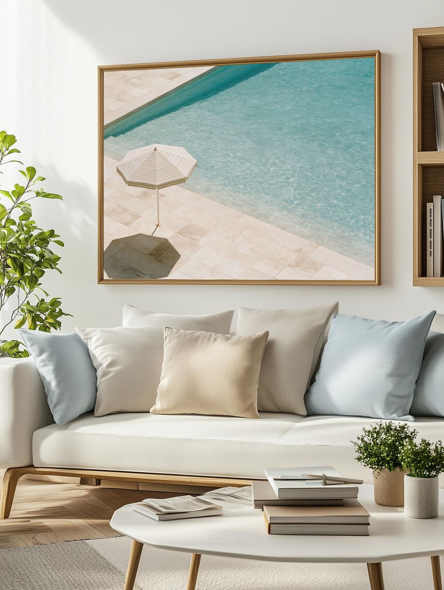 Poolside Umbrella Photography Poster. — room view 2