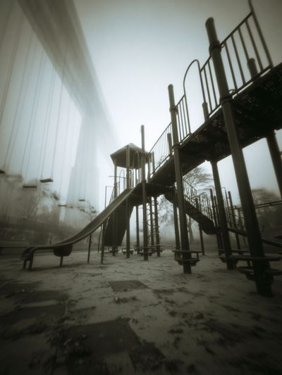 Foggy Playground Photography Poster. poster
