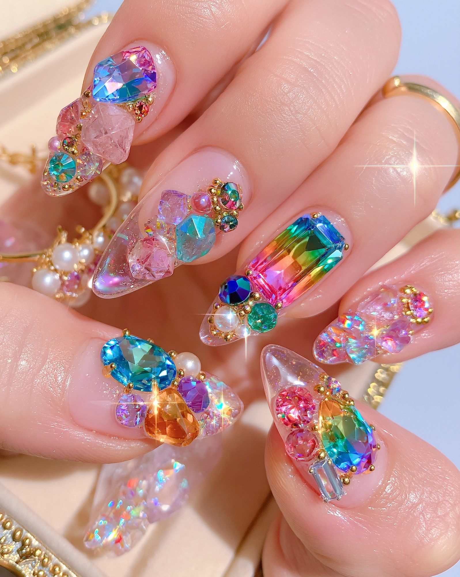 Rainbow Gem Nail Art Photography Poster. poster — photography art