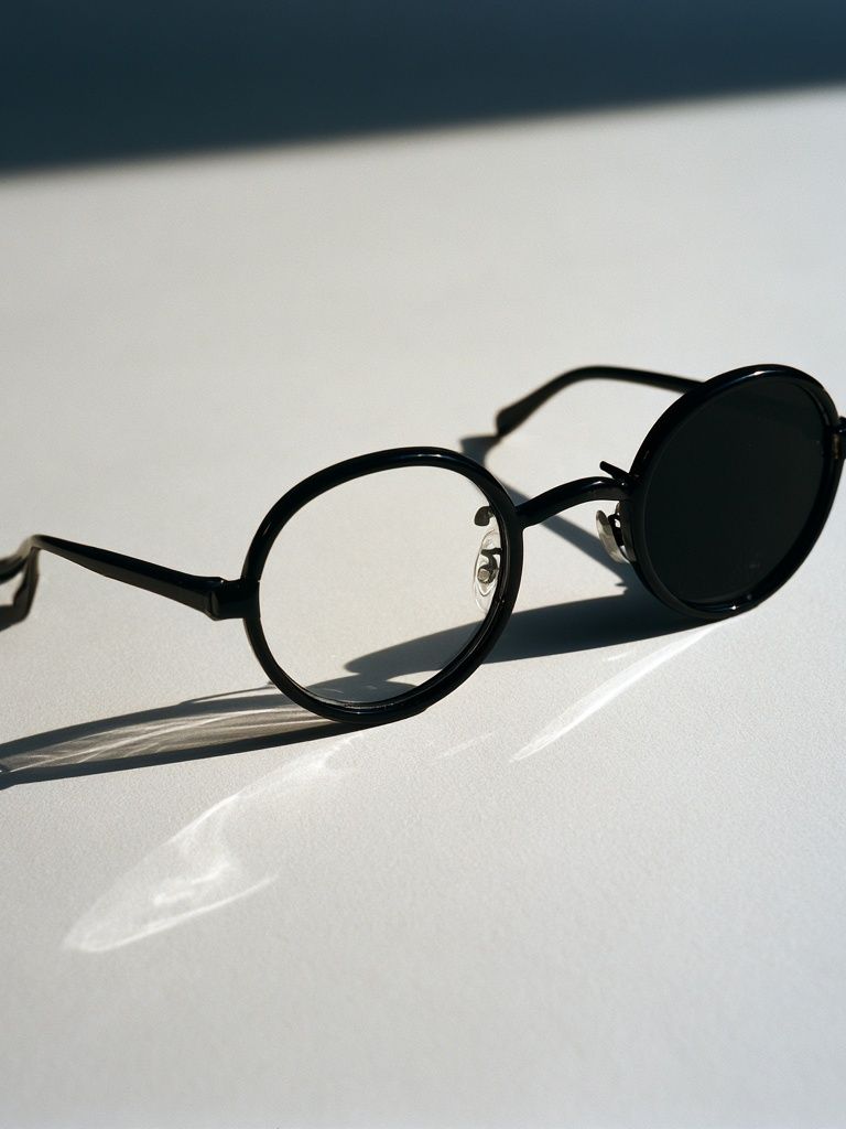 Round Black Glasses Photography Print. poster — photography art