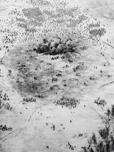 Snowy Battlefield Aerial Photography Poster. poster