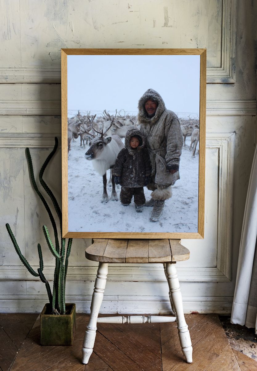 Winter Reindeer Portrait Poster. room preview