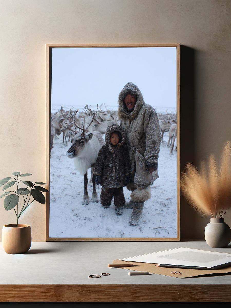 Winter Reindeer Portrait Poster. — room view 2