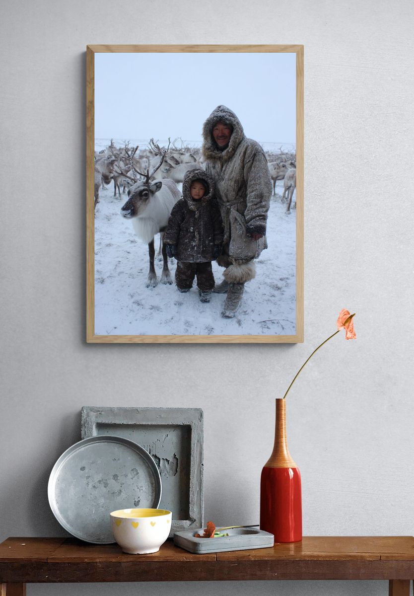 Winter Reindeer Portrait Poster. — room view 3