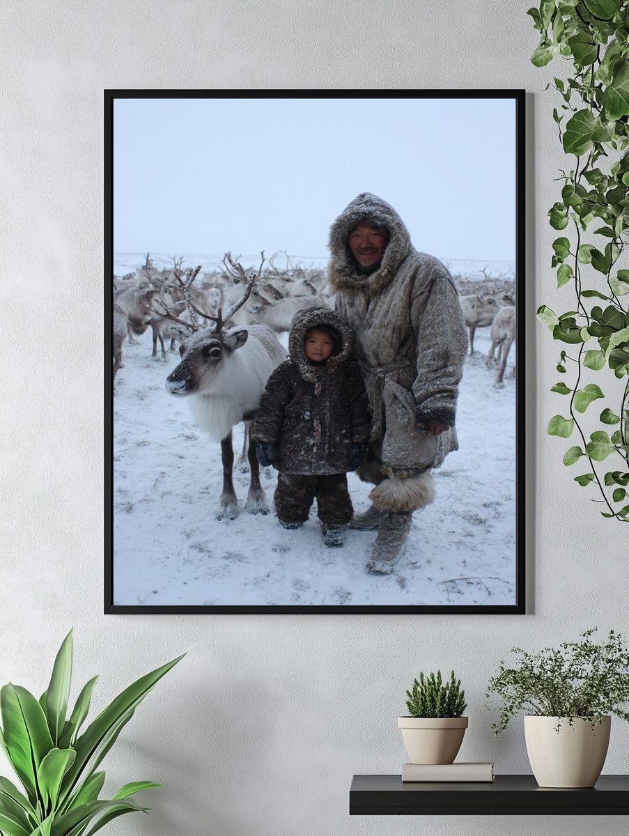 Winter Reindeer Portrait Poster. — room view 4
