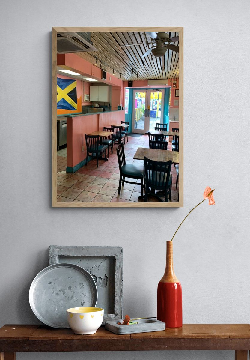 Colorful Caribbean Cafe Interior Poster. — room view 3