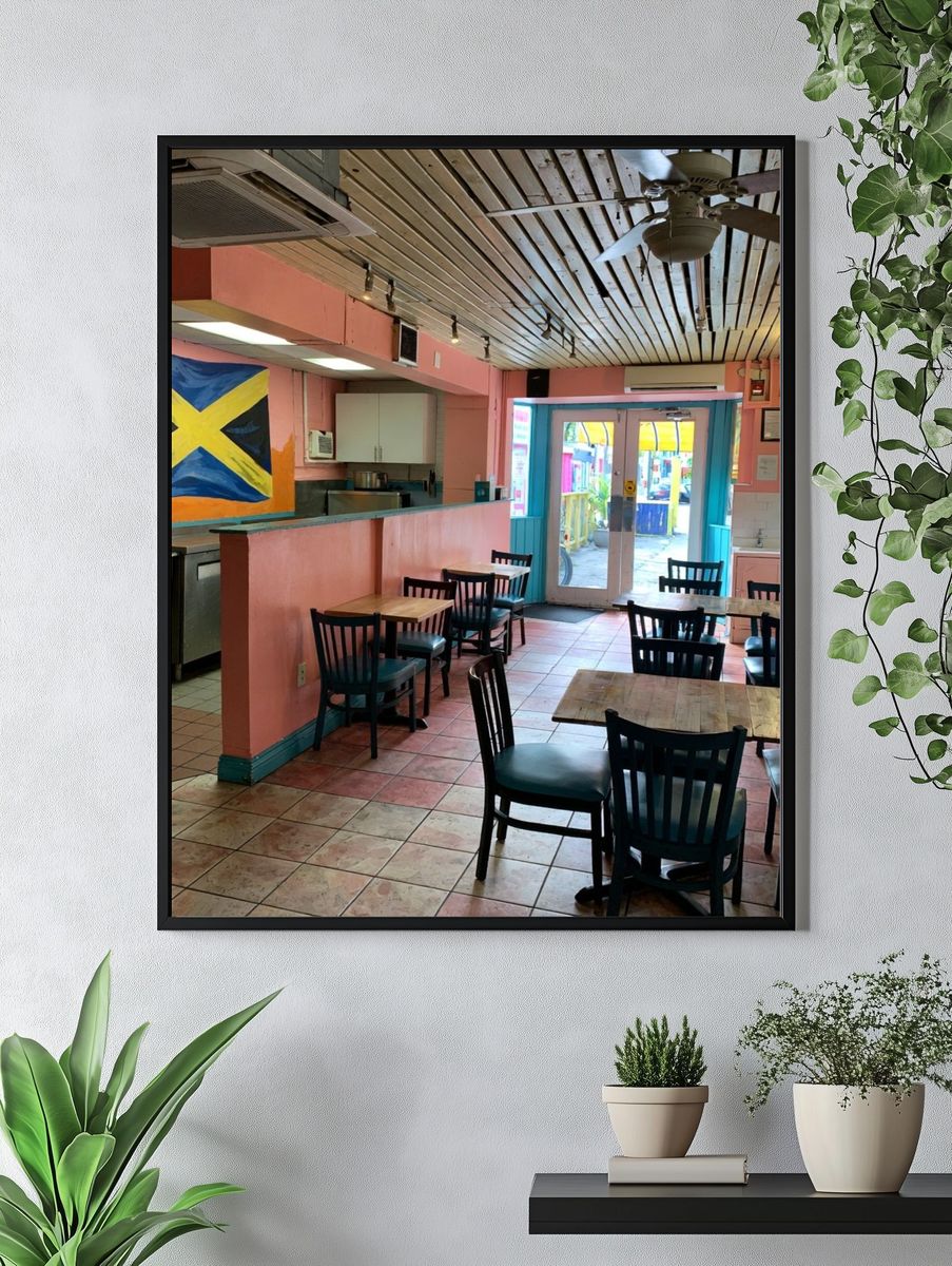 Colorful Caribbean Cafe Interior Poster. — room view 4