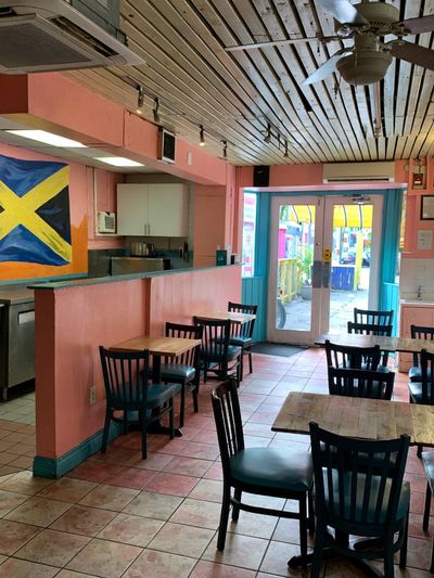 Colorful Caribbean Cafe Interior Poster.