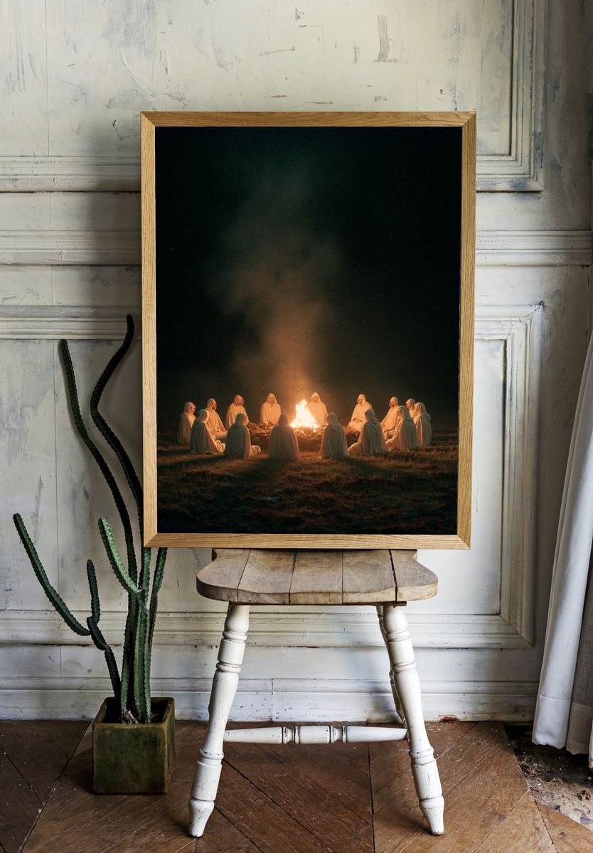 Moonlit Ritual Circle Photography Poster. room preview